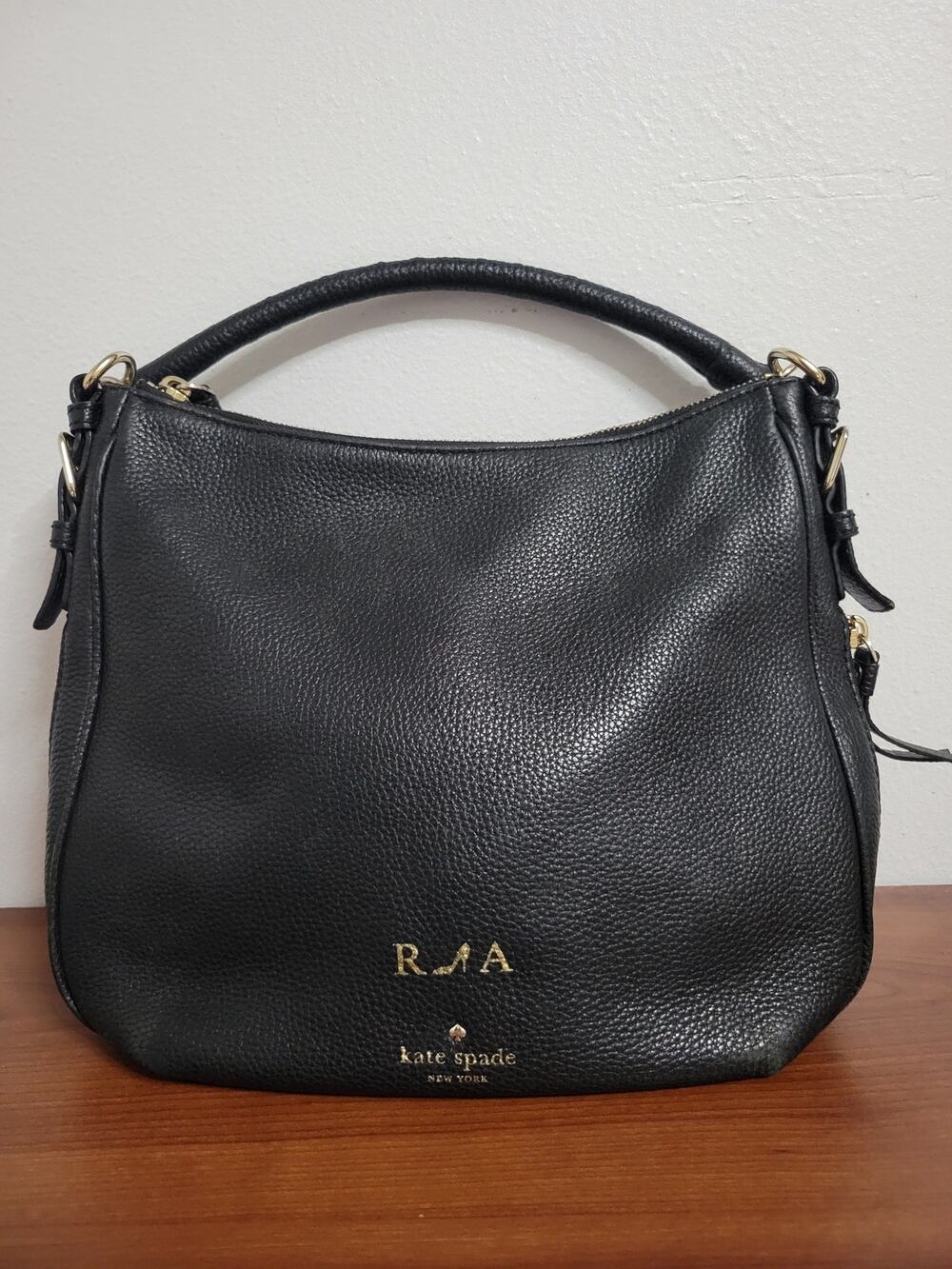 Black Pebbled Leather Kate Spade Shoulder Bag